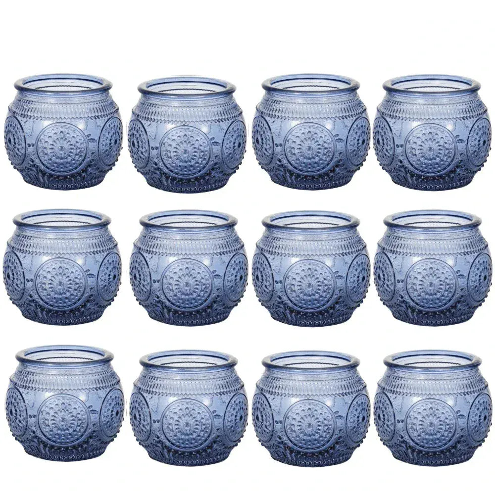 Photophore verre coloré | Décoration lumineuse et pleine de charme Bleu 12 pièces A Lunyris