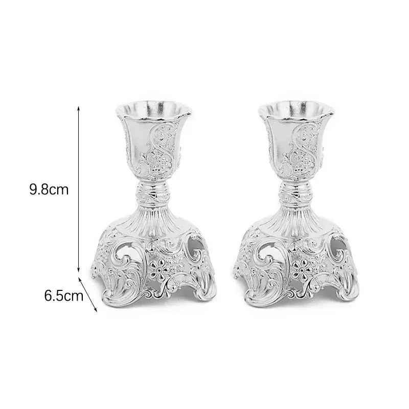 Bougeoir ancien | Élégance classique pour sublimer votre intérieur Petit Argenté 2 pièces Lunyris