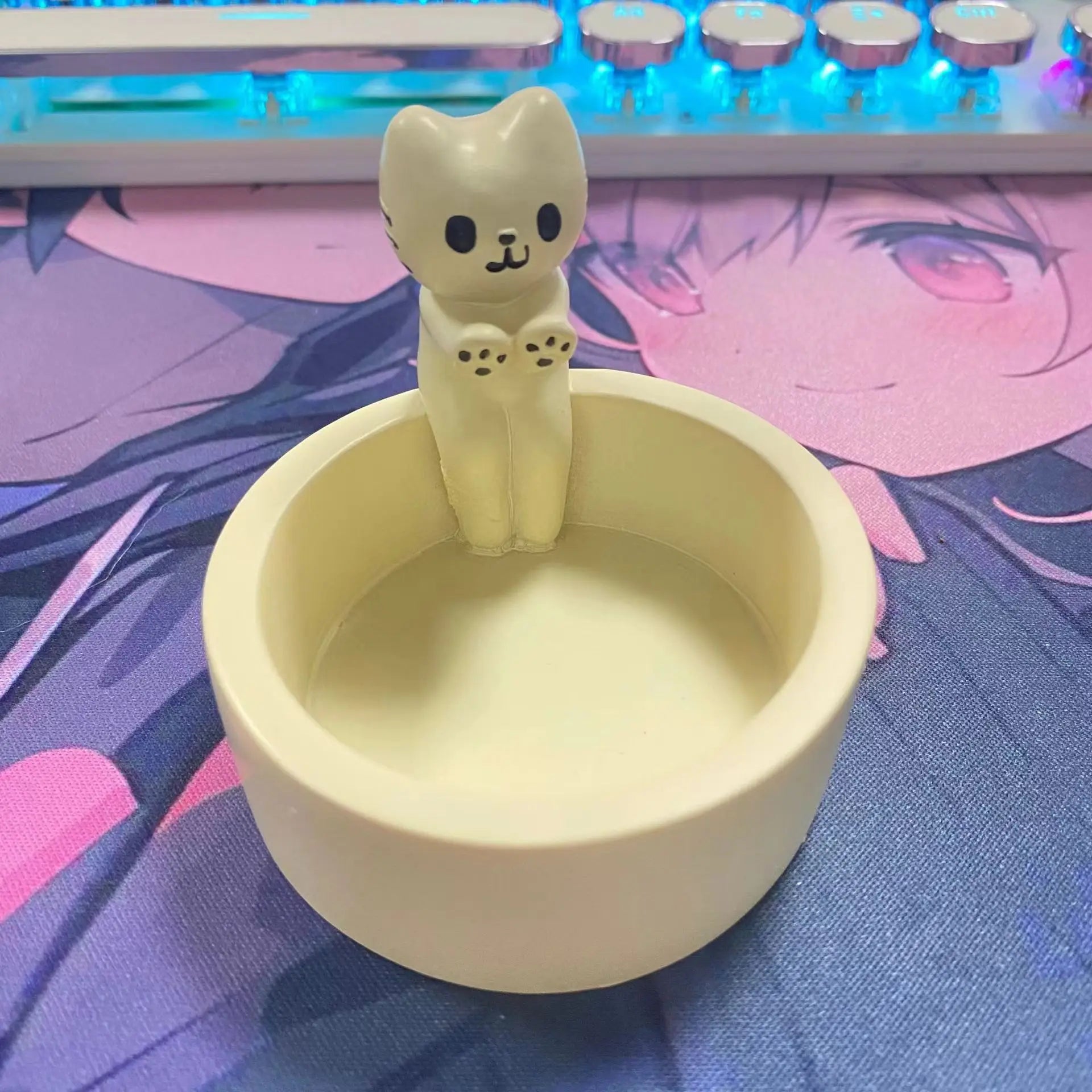 Bougeoir blanc | Accessoire mignon pour réchauffer votre intérieur Blanc & oreilles blanches Lunyris