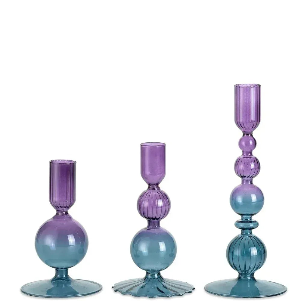 Bougeoir moderne | Accessoire chic pour un intérieur tendance Violet & Bleu Lunyris