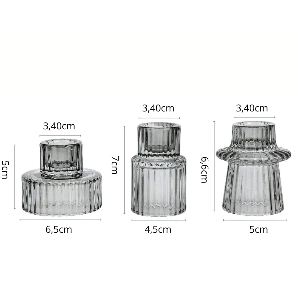 Photophore et bougie | Ambiance chaleureuse pour vos soirées Gris 3 pièces Lunyris