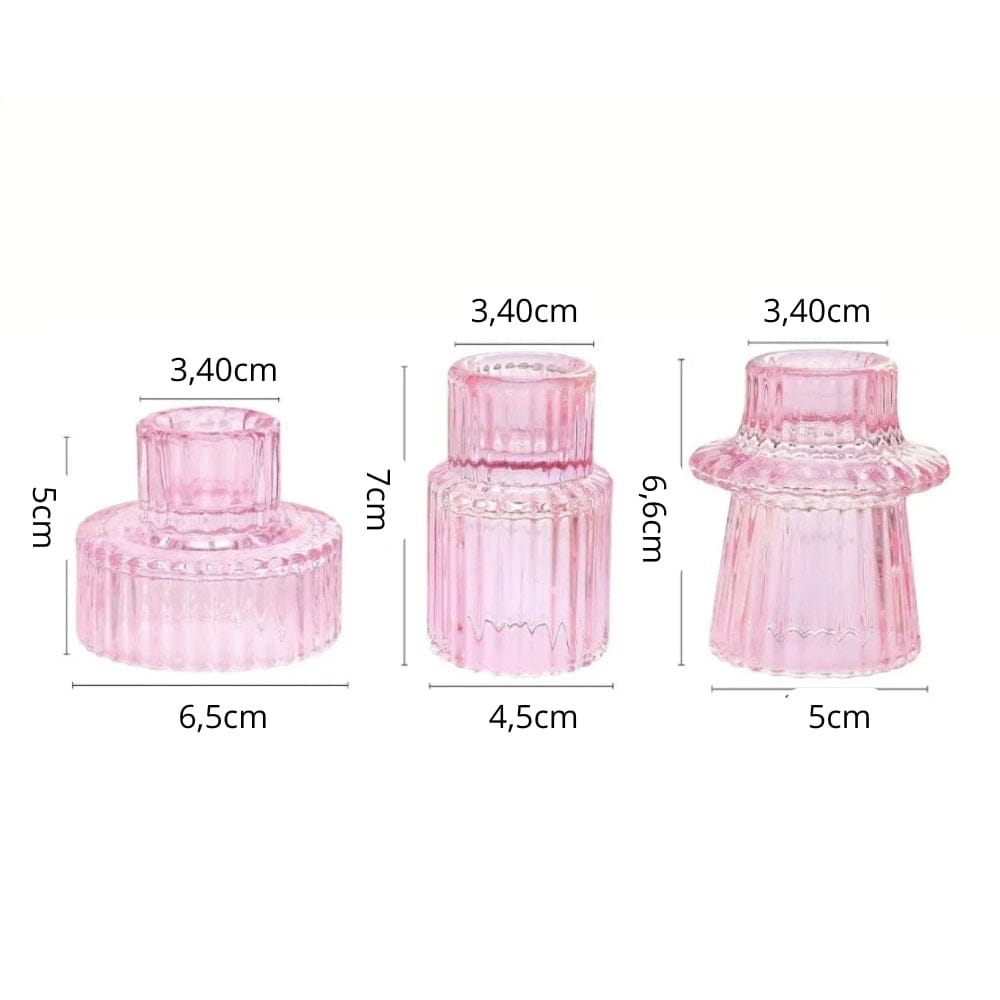 Photophore et bougie | Ambiance chaleureuse pour vos soirées Rose 3 pièces Lunyris