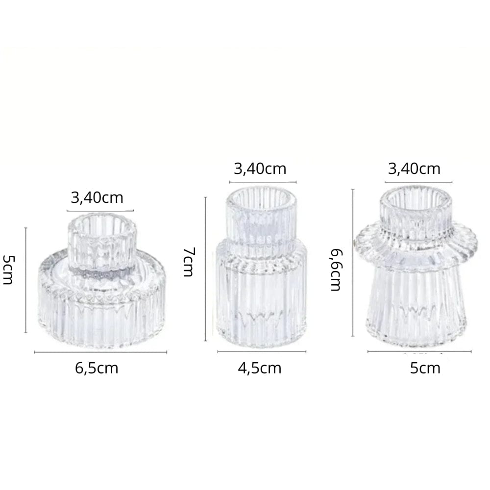 Photophore et bougie | Ambiance chaleureuse pour vos soirées Transparent 3 pièces Lunyris