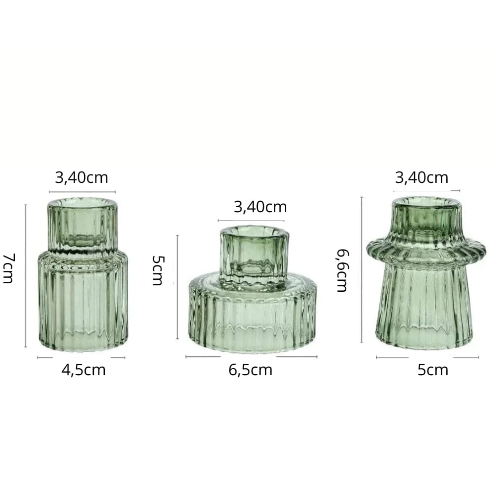 Photophore et bougie | Ambiance chaleureuse pour vos soirées Vert 3 pièces Lunyris