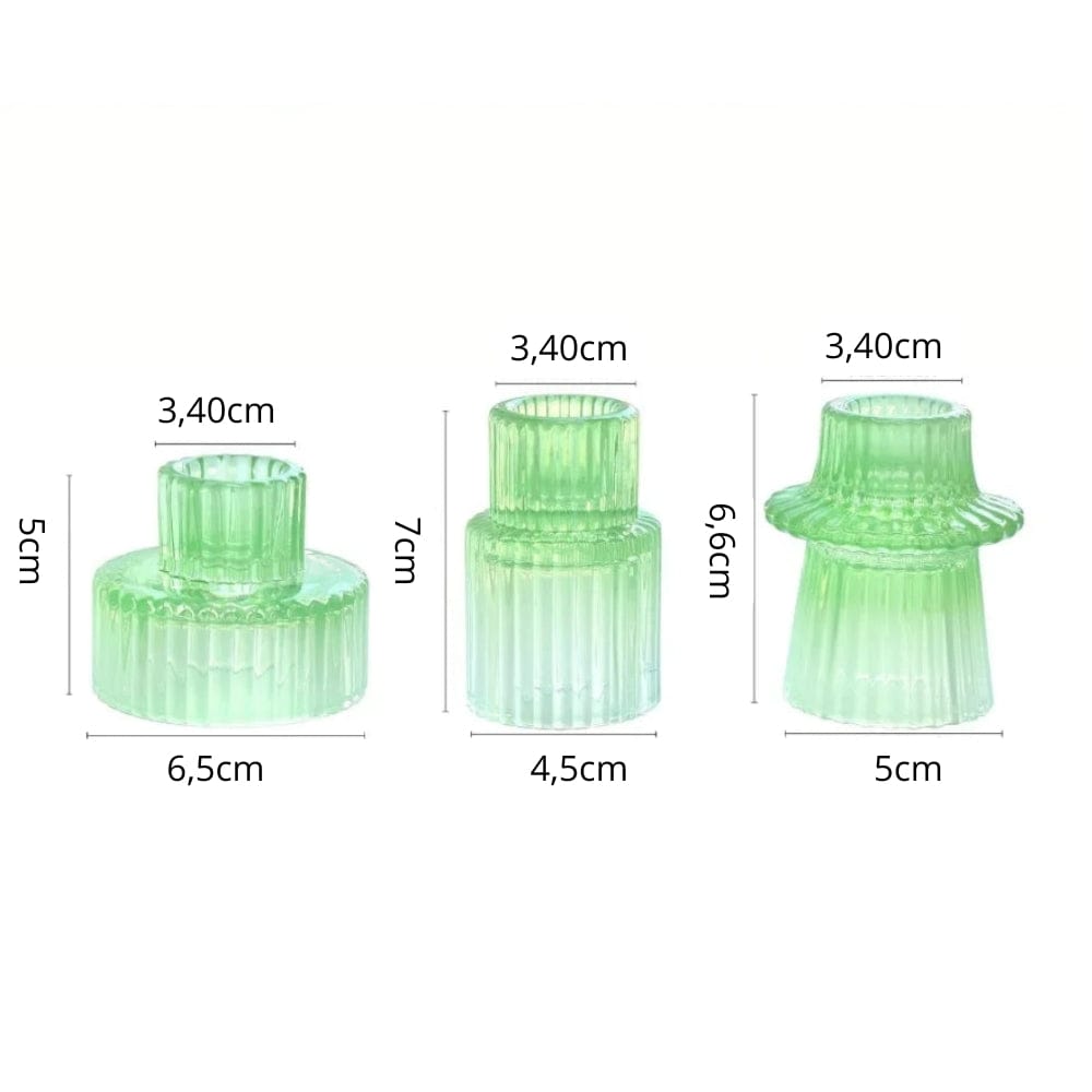 Photophore et bougie | Ambiance chaleureuse pour vos soirées Vert clair 3 pièces Lunyris