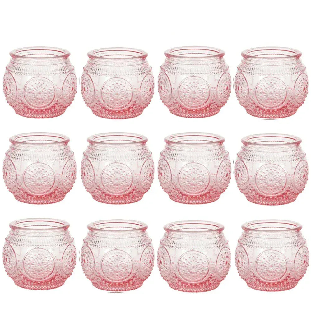 Photophore verre coloré | Décoration lumineuse et pleine de charme Rose 12 pièces A Lunyris