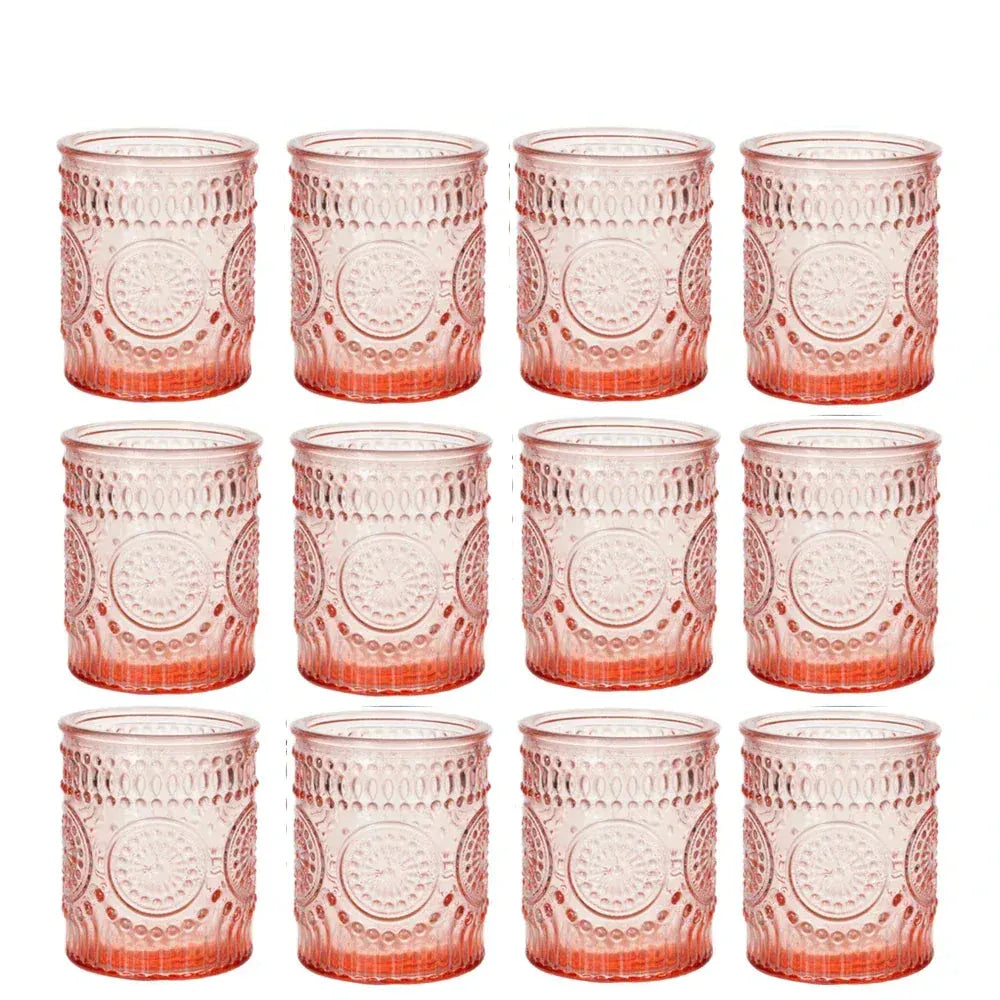 Photophore verre coloré | Décoration lumineuse et pleine de charme Rose 12 pièces B Lunyris