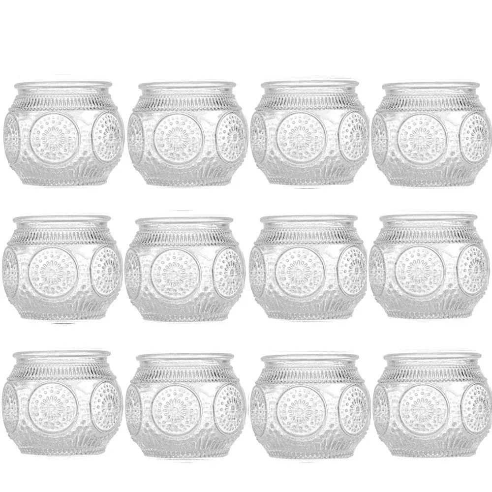 Photophore verre coloré | Décoration lumineuse et pleine de charme Transparent 12 pièces A Lunyris