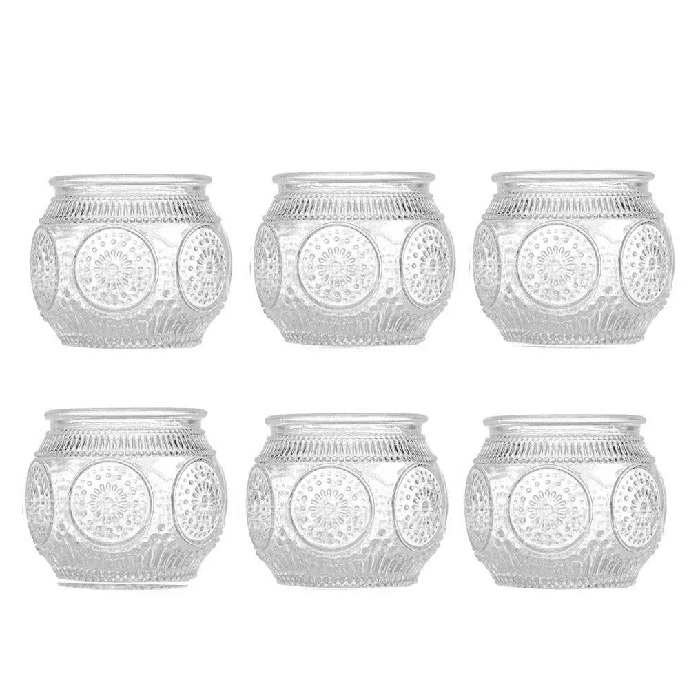 Photophore verre coloré | Décoration lumineuse et pleine de charme Transparent 6 pièces A Lunyris